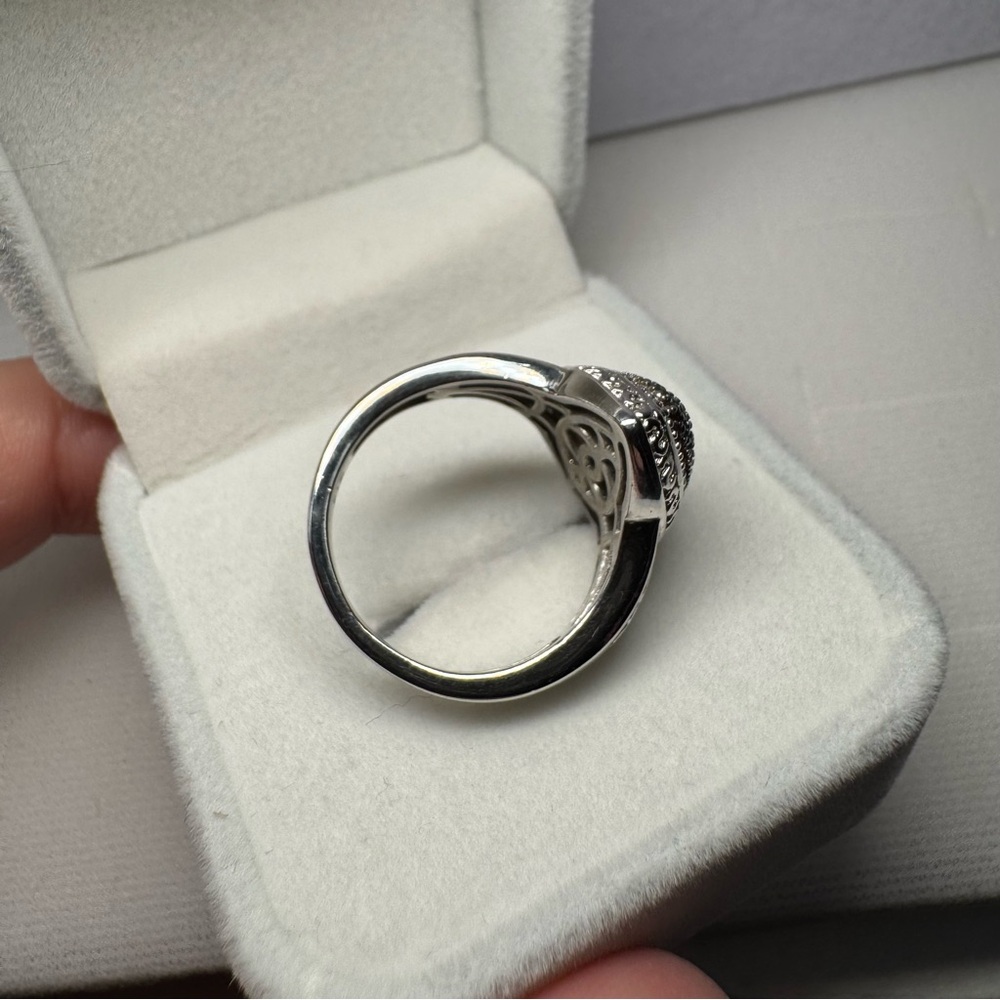 Blue Diamond 925 Sterling Silver Marquise Ring Size 8 - Picture 10 of 14